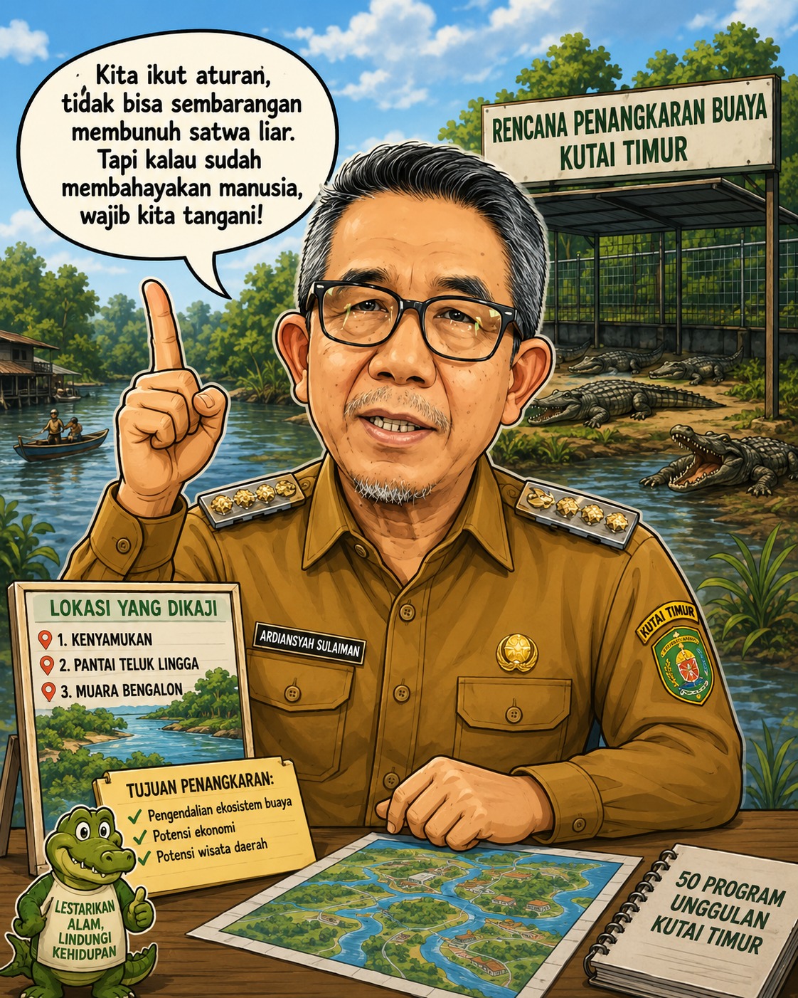 Buaya Terus Ancam Warga Kutim, Tiga Lokasi Penangkaran Masih Dikaji